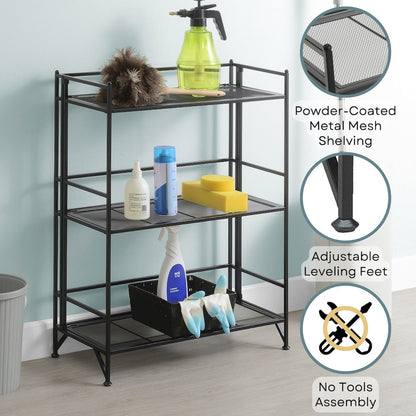 Xtra Storage 3 Tier Wide Folding Metal Mesh Shelf