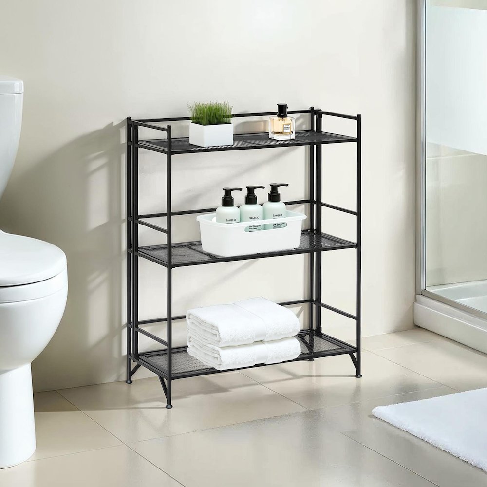 Xtra Storage 3 Tier Wide Folding Metal Mesh Shelf