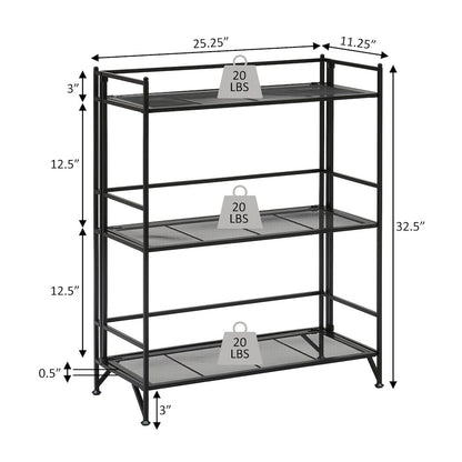 Xtra Storage 3 Tier Wide Folding Metal Mesh Shelf