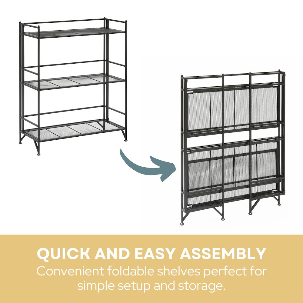 Xtra Storage 3 Tier Wide Folding Metal Mesh Shelf