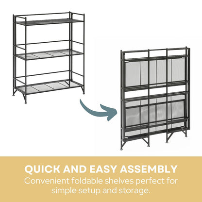 Xtra Storage 3 Tier Wide Folding Metal Mesh Shelf