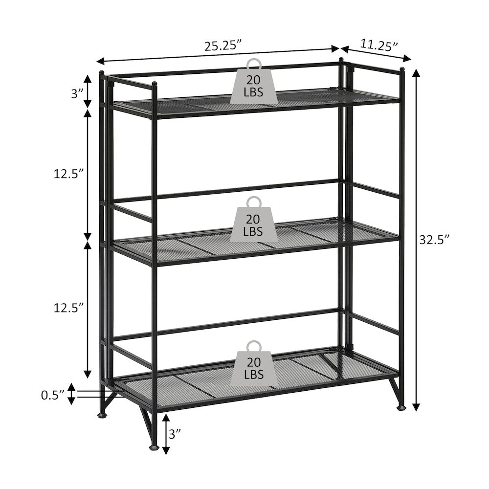 Xtra Storage 3 Tier Wide Folding Metal Mesh Shelf