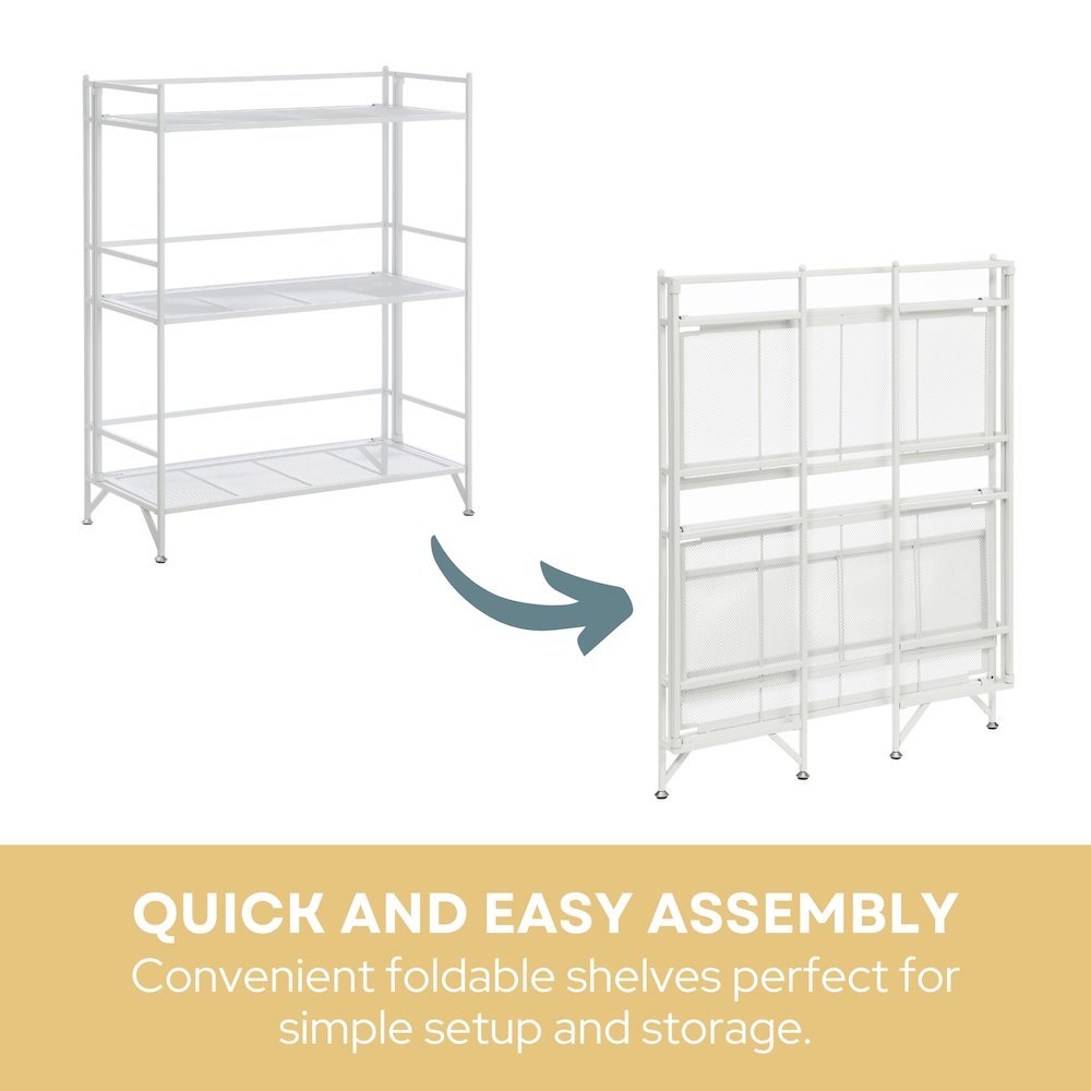 Xtra Storage 3 Tier Wide Folding Metal Mesh Shelf