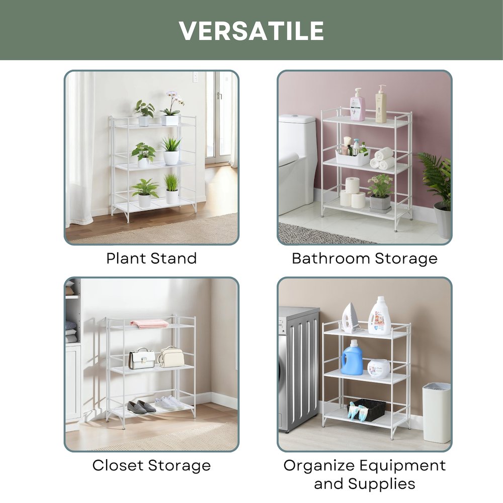 Xtra Storage 3 Tier Wide Folding Metal Mesh Shelf