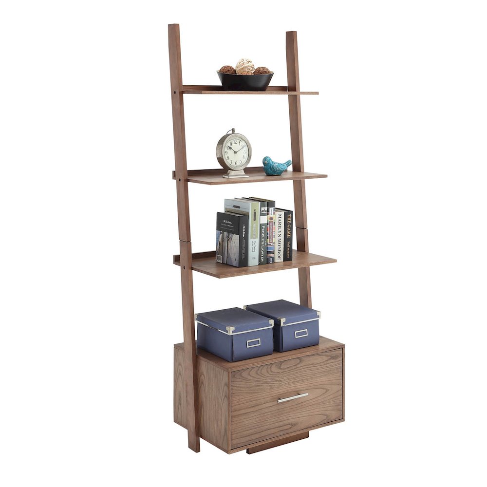American Heritage Ladder Bookcase with File Drawer