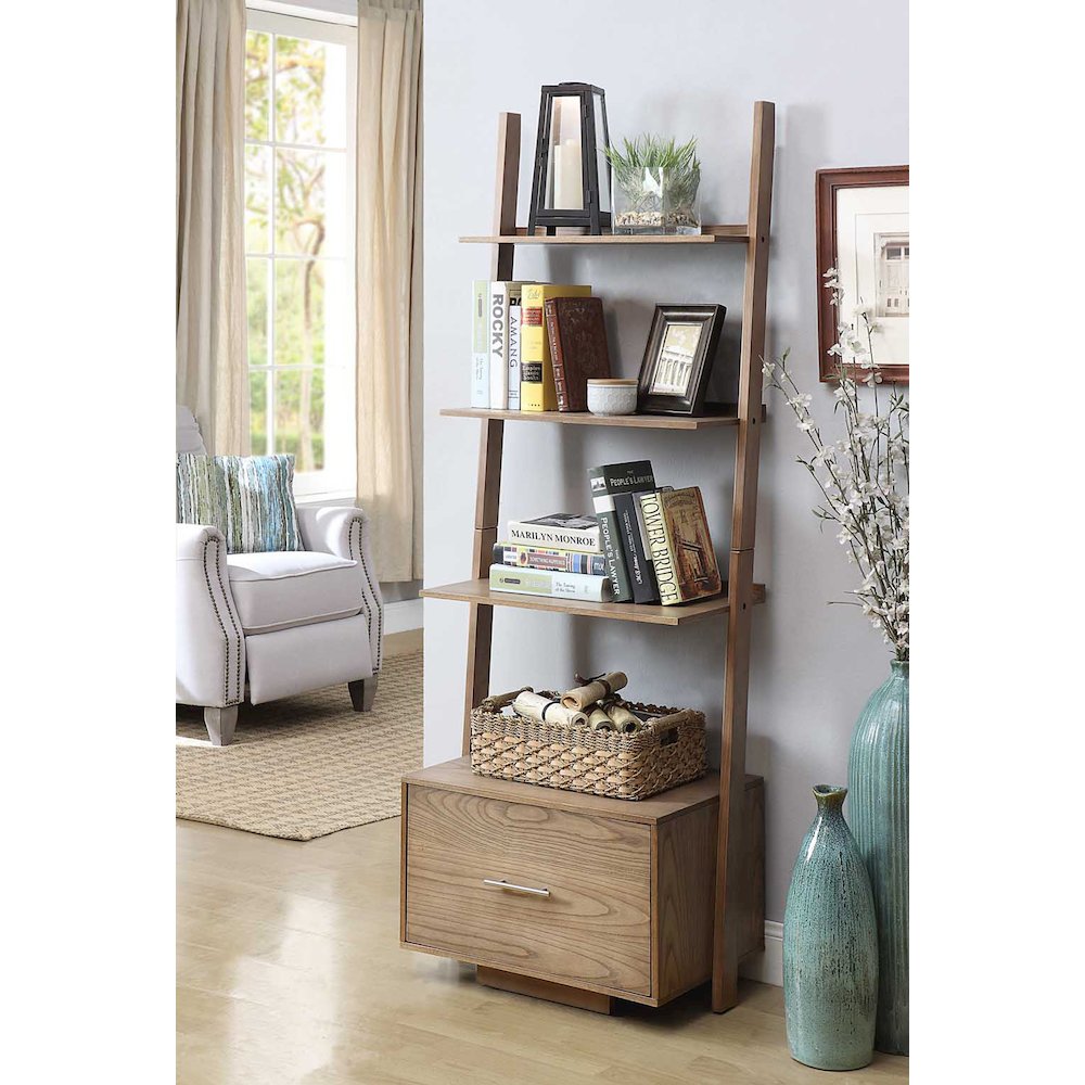 American Heritage Ladder Bookcase with File Drawer