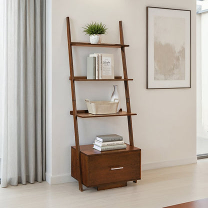 American Heritage Ladder Bookcase with File Drawer