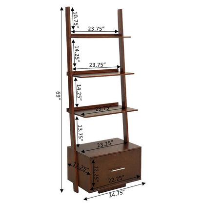 American Heritage Ladder Bookcase with File Drawer