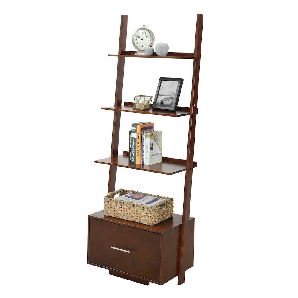 American Heritage Ladder Bookcase with File Drawer