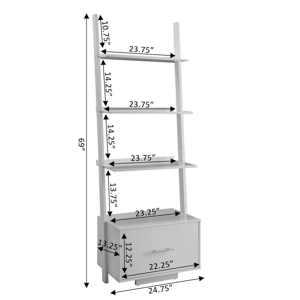 American Heritage Ladder Bookcase with File Drawer