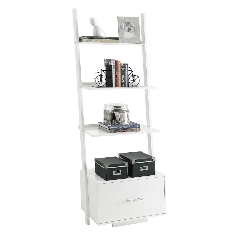American Heritage Ladder Bookcase with File Drawer