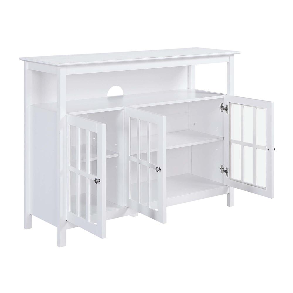 White TV Stand with Storage Cabinets and Shelf for TVs up to 55 Inches