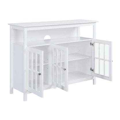 White TV Stand with Storage Cabinets and Shelf for TVs up to 55 Inches