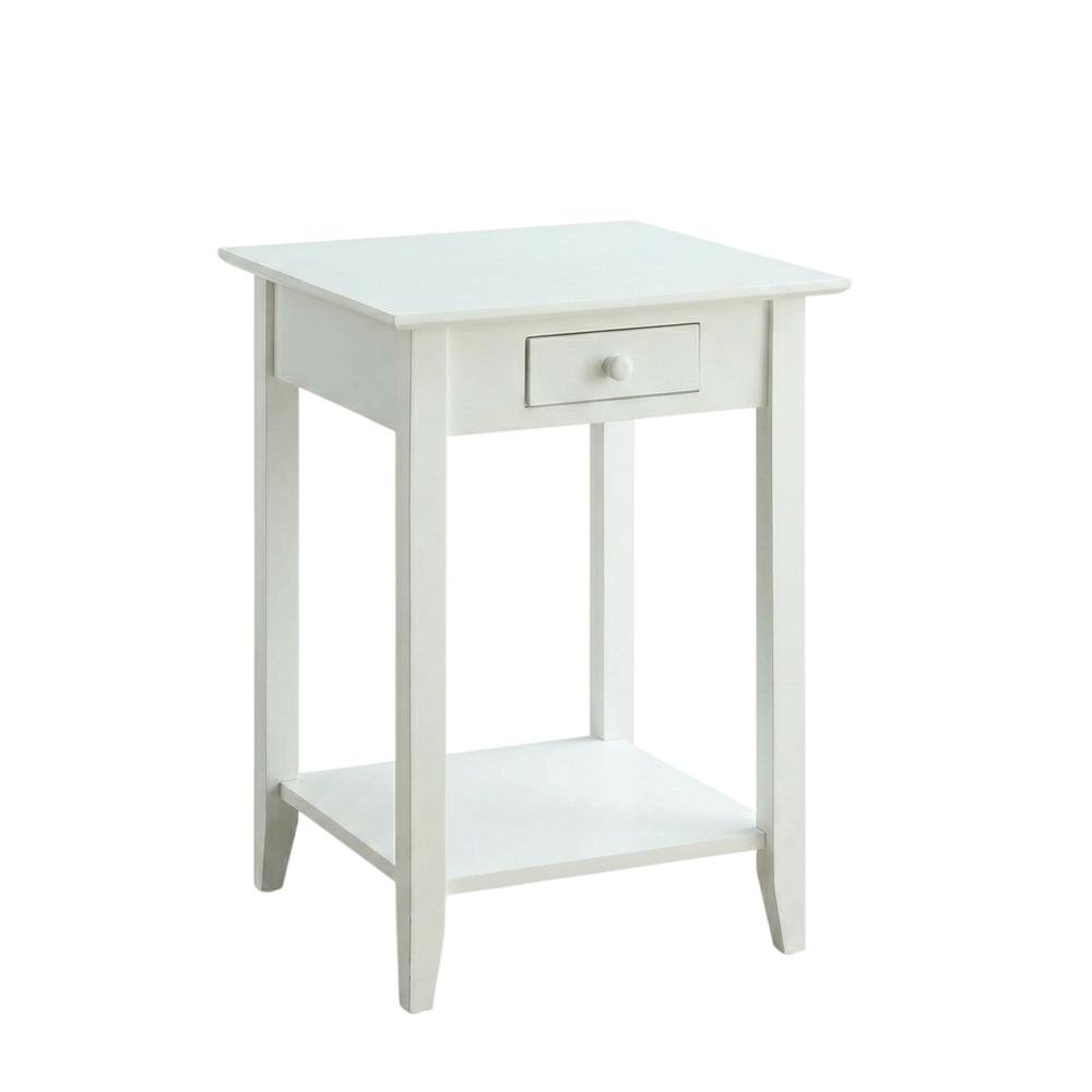 Wooden End Table with Drawer and Shelf for Living Room Use