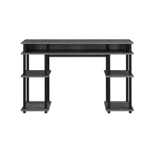 Charcoal Gray Office Desk With Modern Melamine Finish And Steel Accents