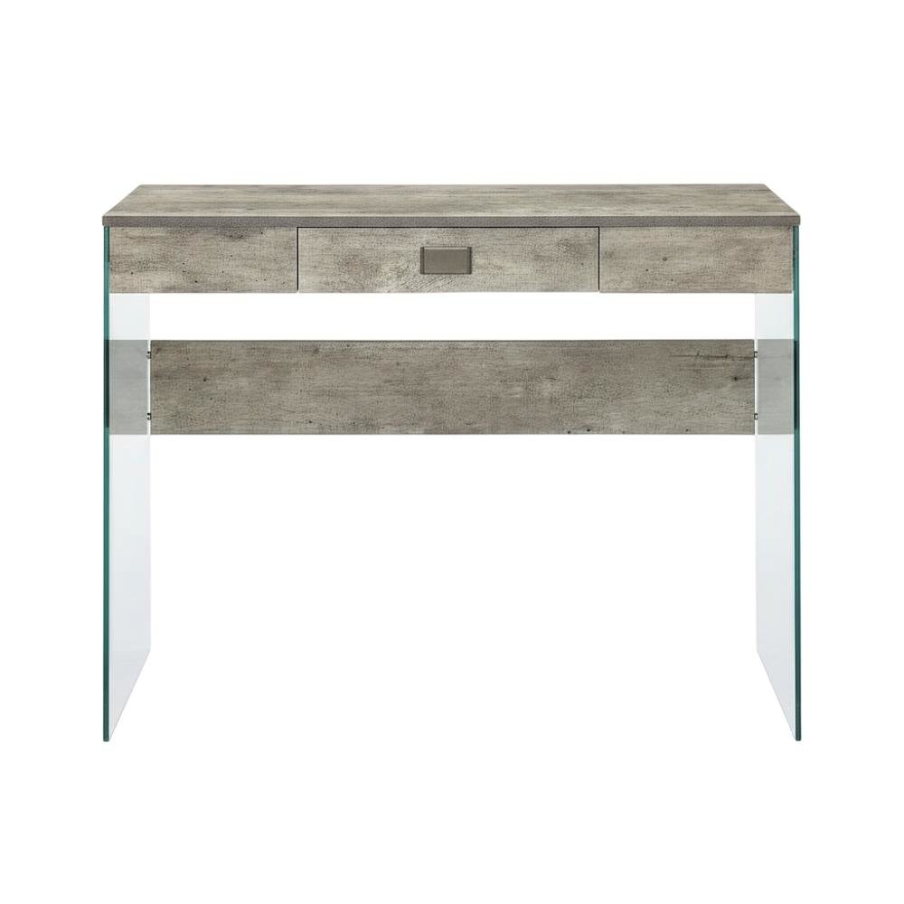 Glass Top Office Desk With 1 Drawer And Melamine Finish