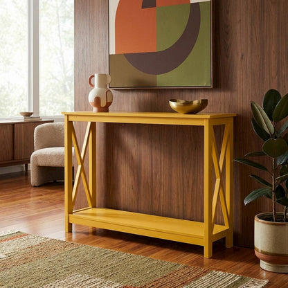Contemporary Console Table with Open Shelf for Entryway or Living Room