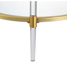Acrylic Coffee Table with 2 Tiers of Glass, Gold Frame, Contemporary Style, 34"