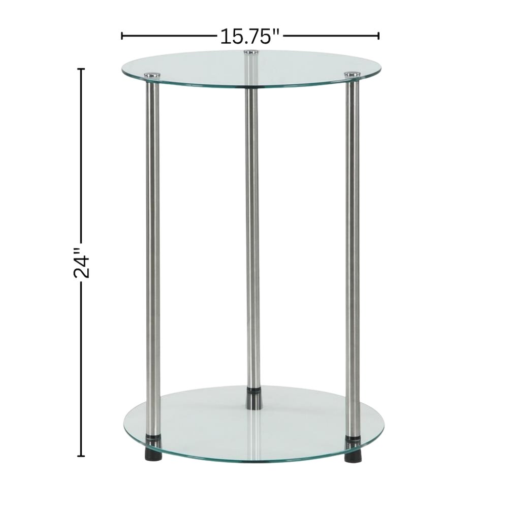 Contemporary Glass Side Table, Round, Chrome Legs, Easy Setup