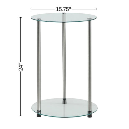 Contemporary Glass Side Table, Round, Chrome Legs, Easy Setup