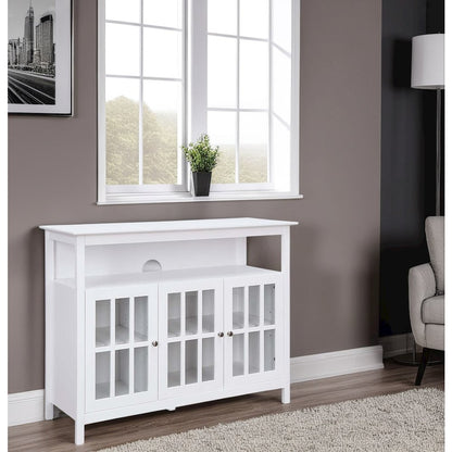 White TV Stand with Storage Cabinets and Shelf for TVs up to 55 Inches