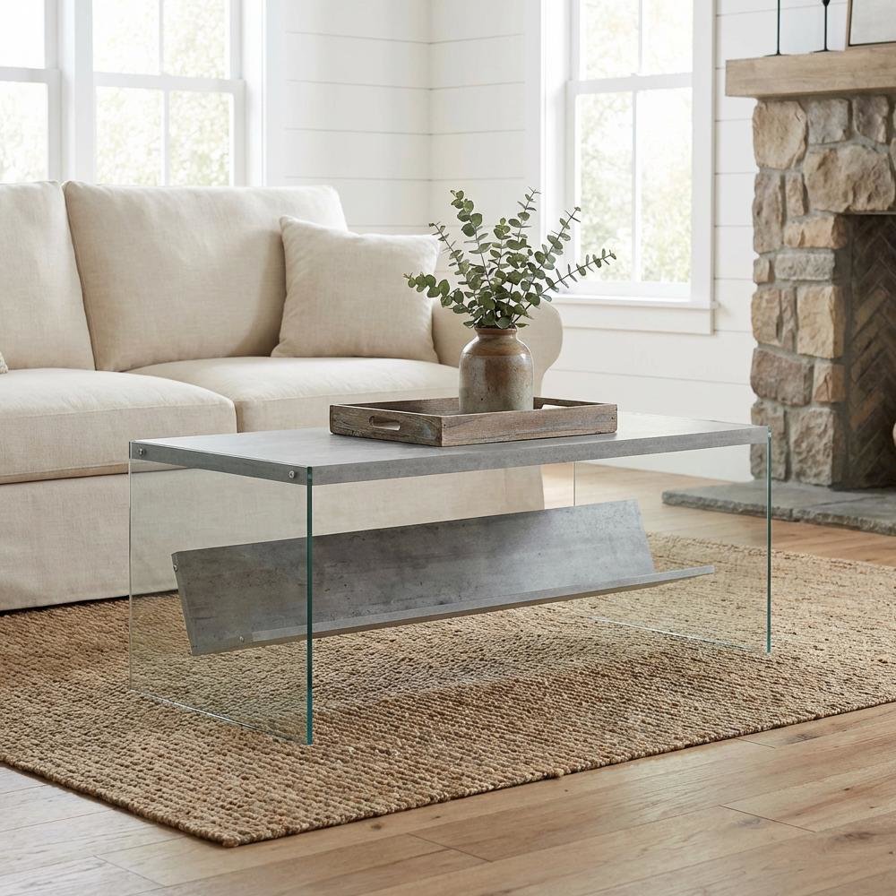 Glass Coffee Table with Shelf Contemporary Style and Sturdy Design