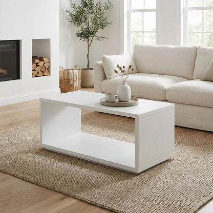 White Honeycomb Particle Board Coffee Table with Sturdy Construction