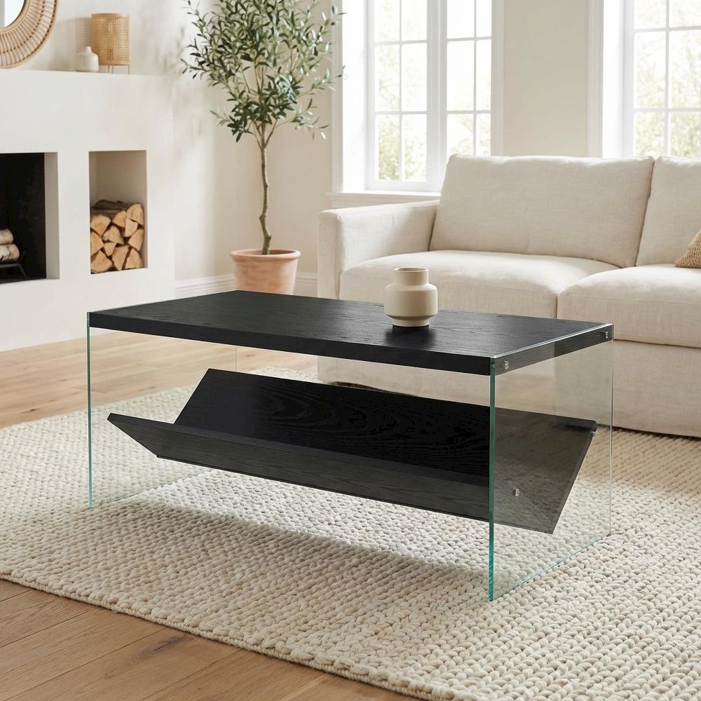 Glass Coffee Table with Shelf Contemporary Style and Sturdy Design