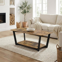 Barnwood Black Coffee Table with Shelf and Sturdy Frame for Living Room