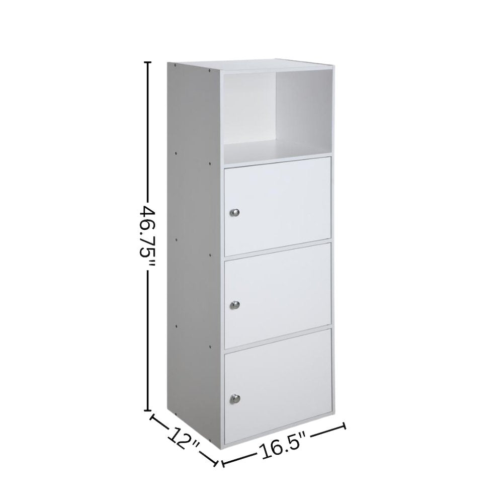 3 Door Accent Cabinet, White, Tall, Storage, Easy Assembly