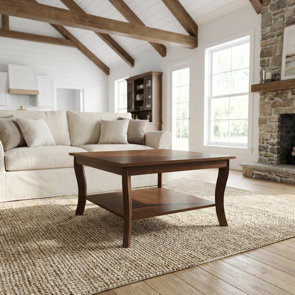 Espresso Coffee Table with MDF Construction and Square Design for Living Room