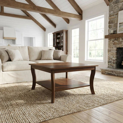 Espresso Coffee Table with MDF Construction and Square Design for Living Room