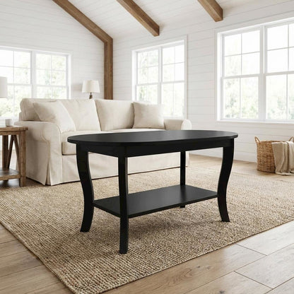 Oval Coffee Table Classic Design with Shelf and Durable Construction