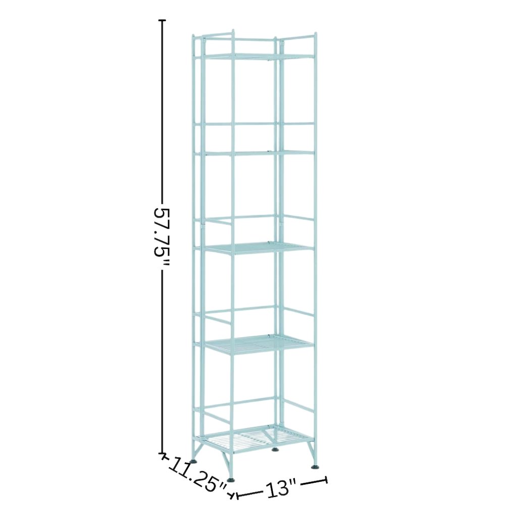 Folding Metal Shelf, Sea Foam, 5 Tier, Storage, Easy Assembly