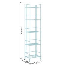 Folding Metal Shelf, Sea Foam, 5 Tier, Storage, Easy Assembly