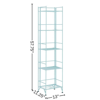 Folding Metal Shelf, Sea Foam, 5 Tier, Storage, Easy Assembly