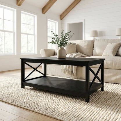 Black MDF Coffee Table with Sturdy Frame and Modern Design