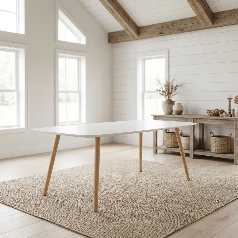 White MDF Coffee Table with Storage Shelf and Minimalist Design