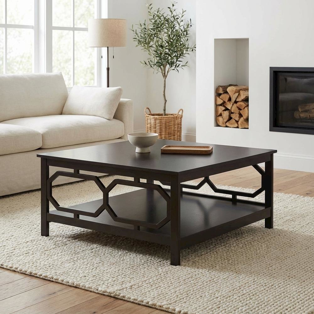 Espresso Coffee Table with MDF Construction and Square Top Surface