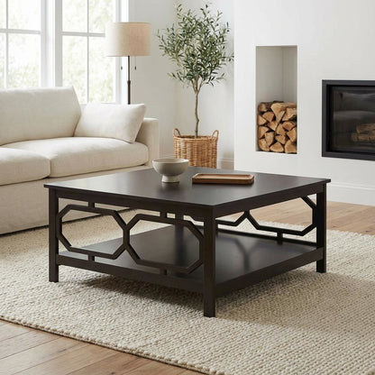 Espresso Coffee Table with MDF Construction and Square Top Surface