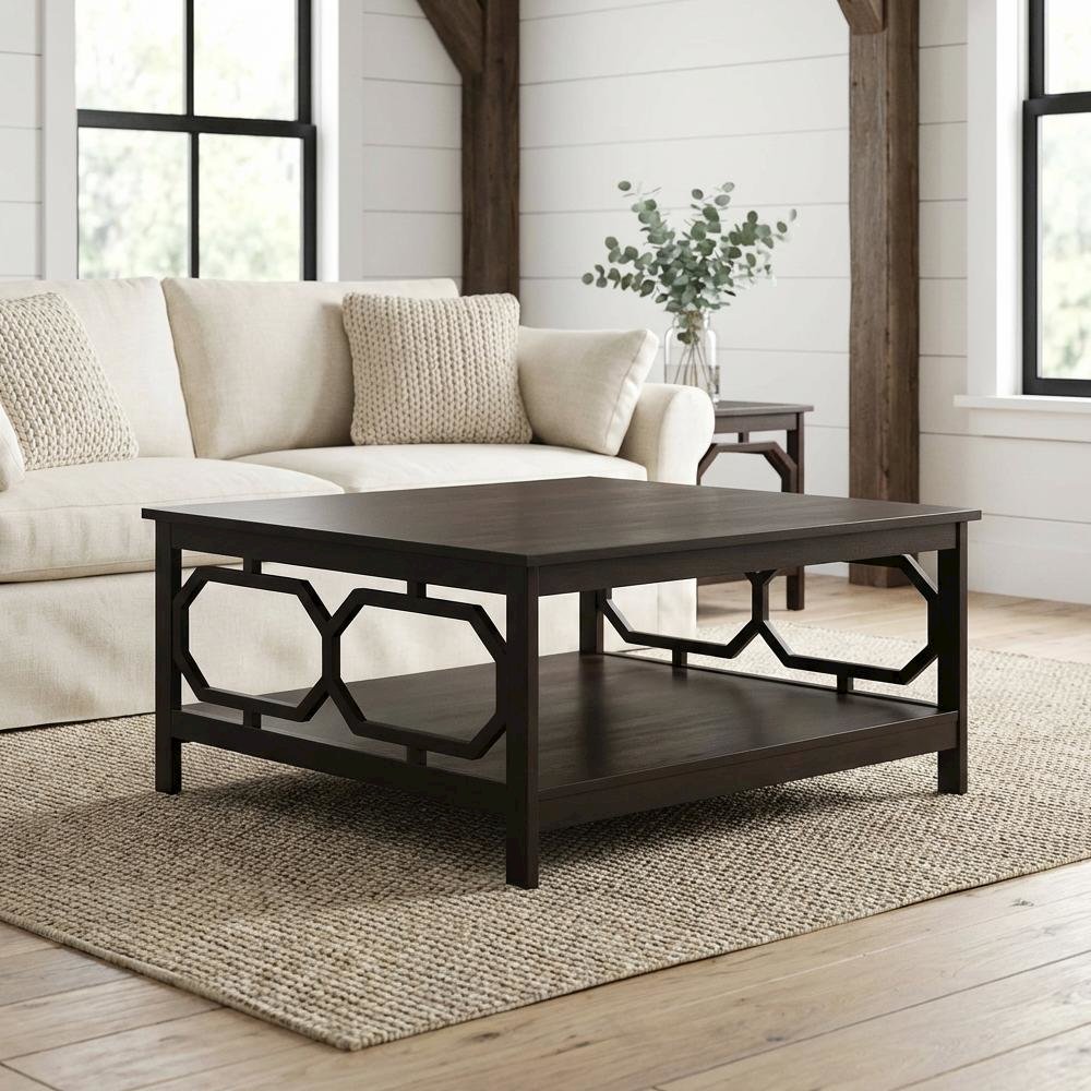 Espresso Coffee Table with MDF Construction and Square Top Surface