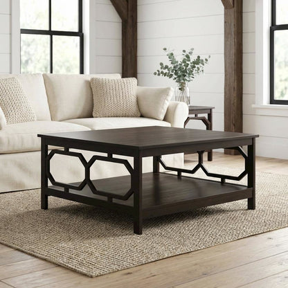 Espresso Coffee Table with MDF Construction and Square Top Surface