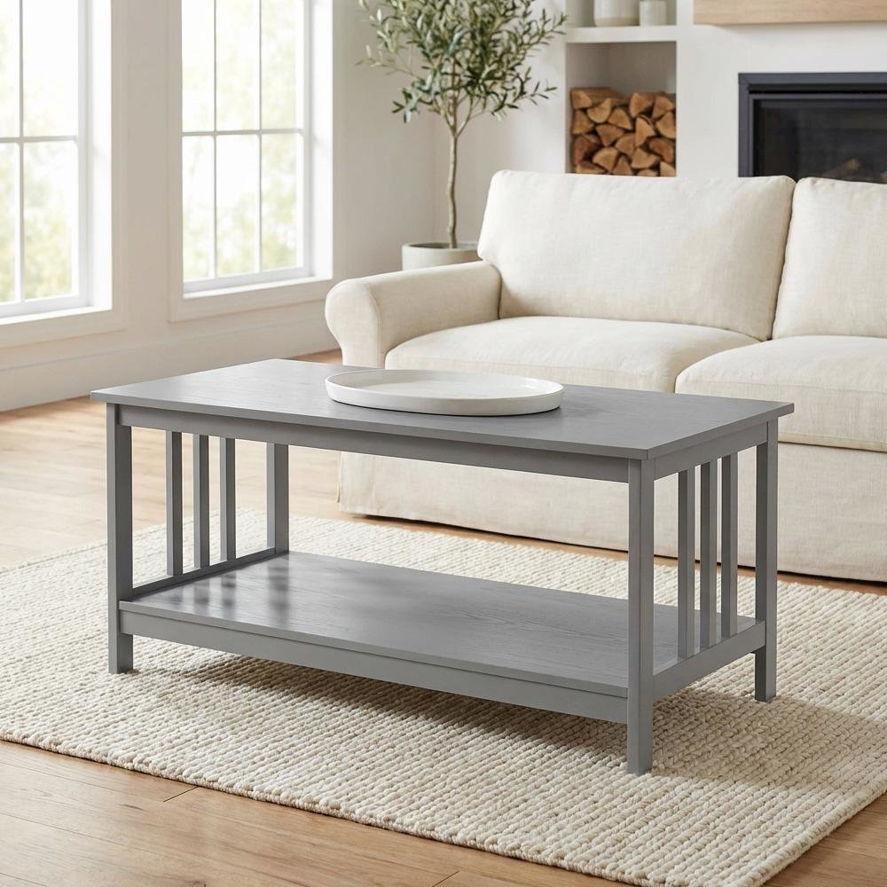Gray Coffee Table MDF Construction with Sturdy Design and Modern Style