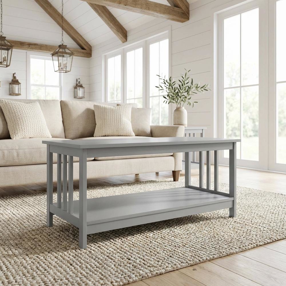 Gray Coffee Table MDF Construction with Sturdy Design and Modern Style