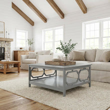 Gray MDF Coffee Table with Square Top and Sturdy Frame for Living Room