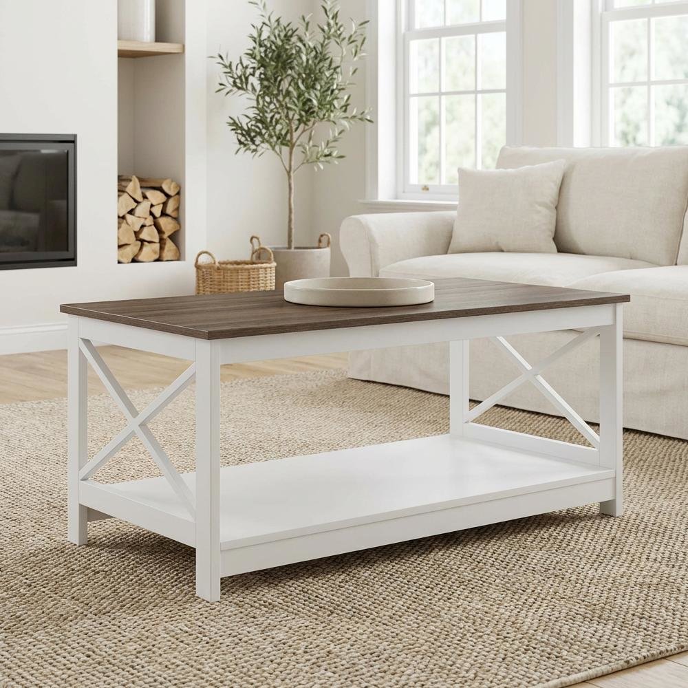Driftwood White Coffee Table with MDF and Particle Board Top