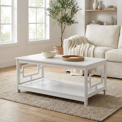 White Coffee Table with Shelf MDF Construction Multiple Finishes Available