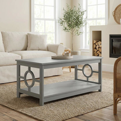 Gray Coffee Table with Round Particle Board Top and Melamine Finish