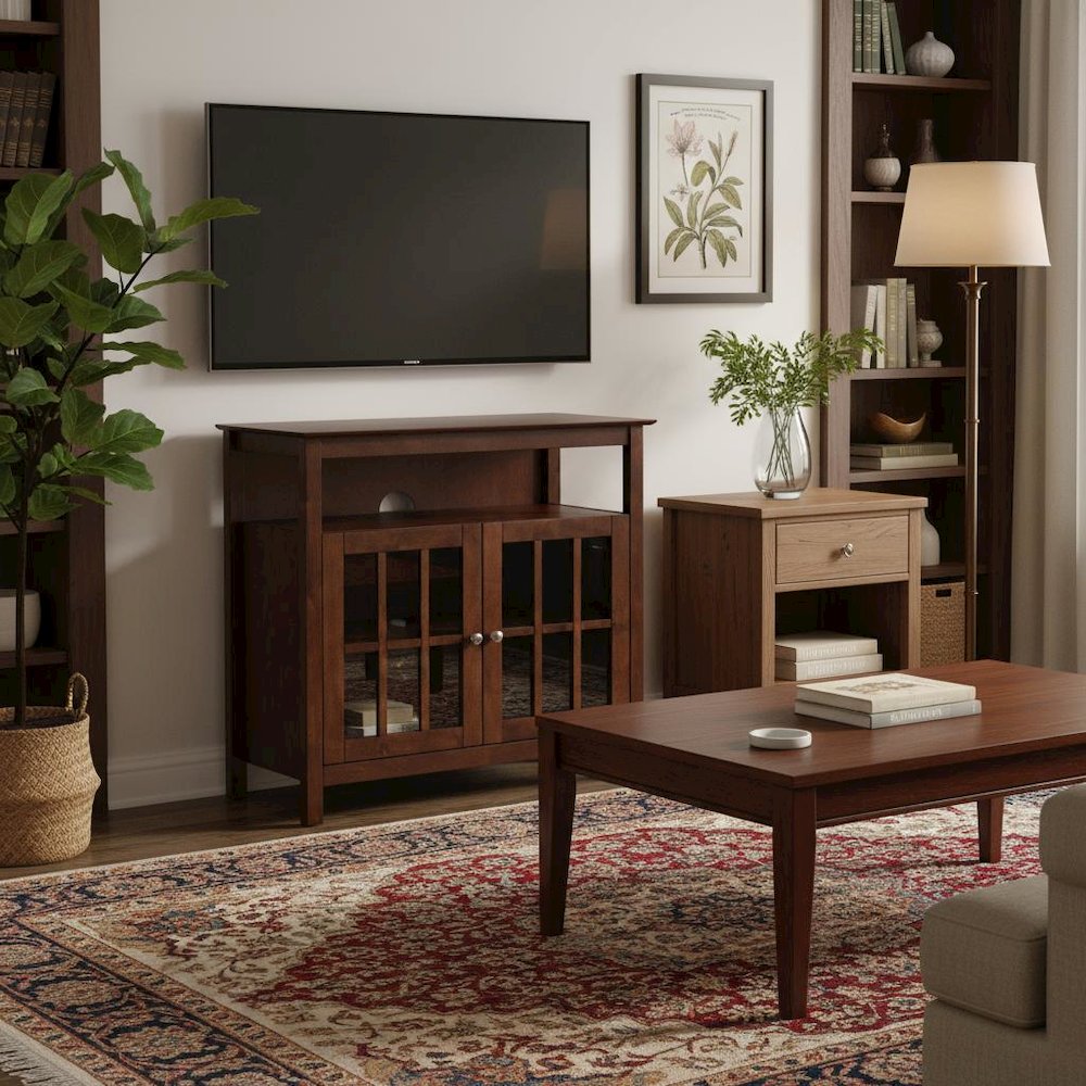 Tall TV Stand Console, Brown, Storage Cabinets, 40 Inch