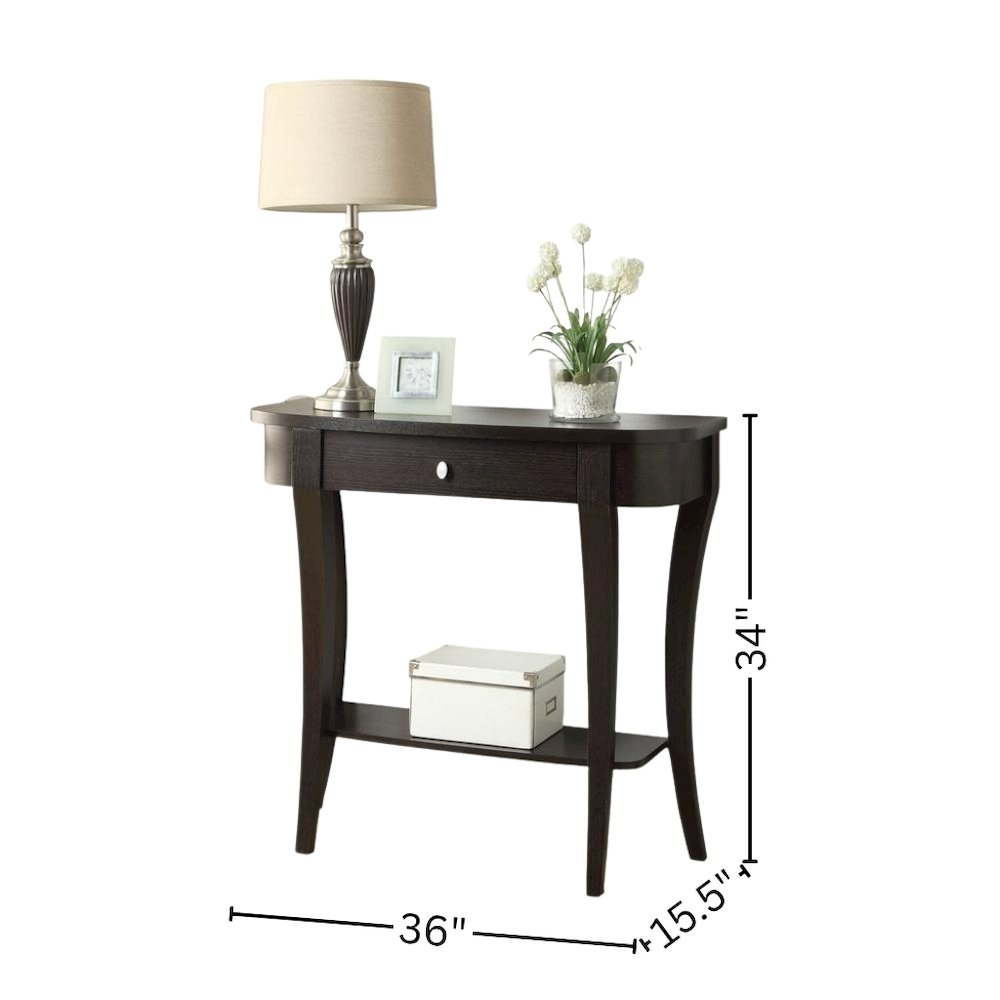 Entry Console Table, Espresso, Drawer, Shelf, Sophisticated